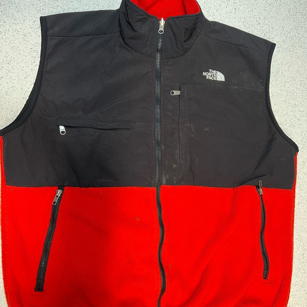 The North Face Red Black Fleece Vest !